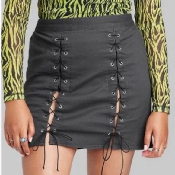 Wild Fable Lace Up Black Mini Skirt, Size XS, NWT - Picture 1 of 7